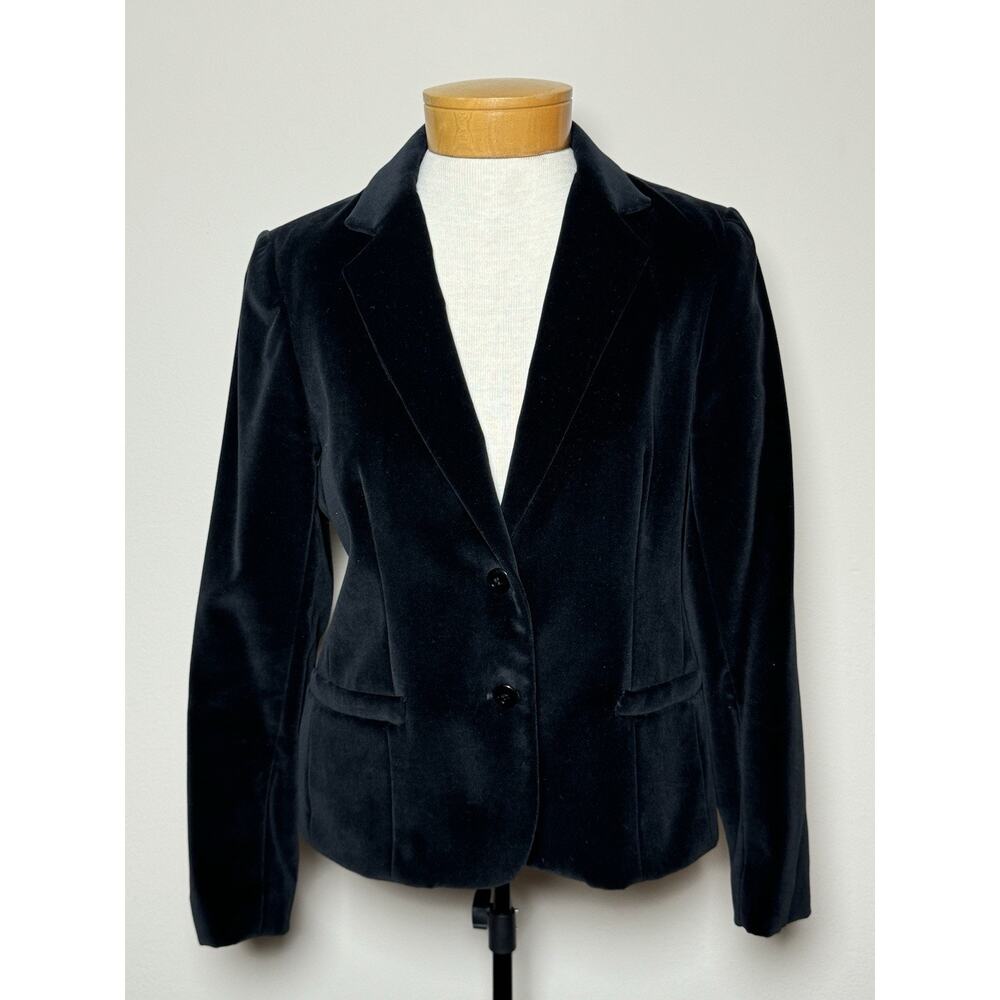 Austin Hill VTG Black Velvet Blazer Small Classic Academia Equestrian Old Money